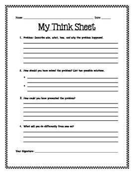 Think Sheet Printable Pdf Free