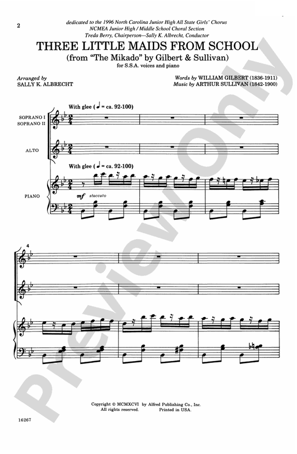 Three Little Maids From School from The Mikado SSA Choral Octavo