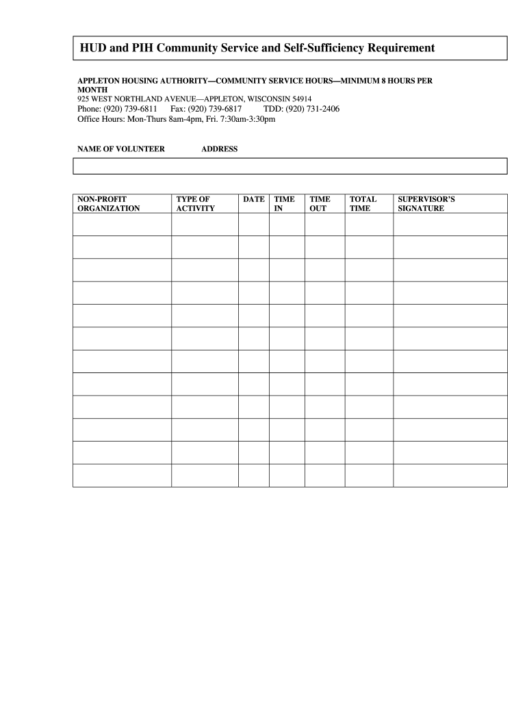 Tracking Community Service Hours Template