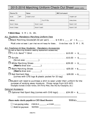 Uniform Check Out Form Fill Online Printable Fillable Blank 