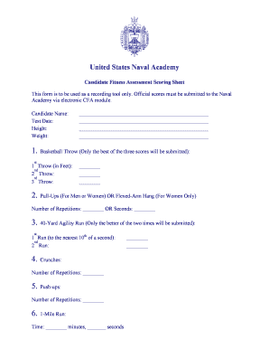 Usna Cfa Score Sheet Fill And Sign Printable Template Online