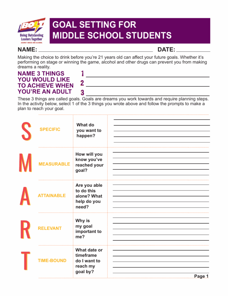 Virginia Goal Setting For Middle School Students Fill Out Sign 