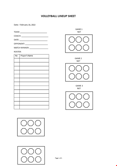 Volleyball Lineup Sheets Printable