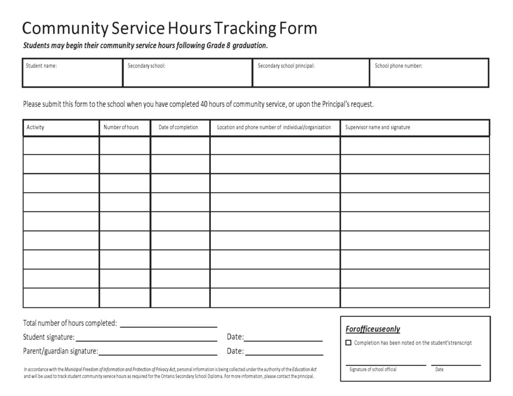 Volunteer Hours Sheet Template