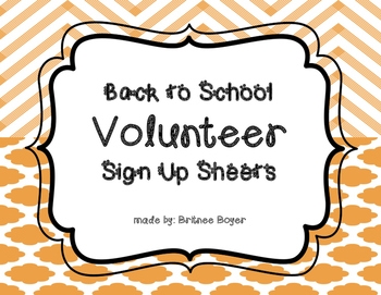 Volunteer Sign Up Sheets For Back To School Night By Britnee Boyer