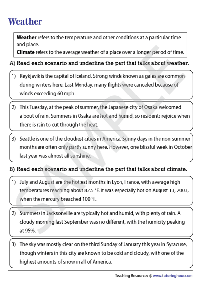 Weather And Climate Worksheet