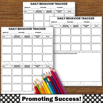 Weekly Sheet Behavior Tracking Form Middle School Behavioral Chart 