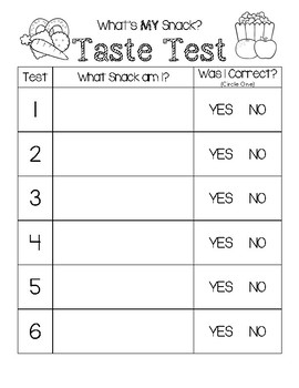 What 39 s My Snack Taste Test Worksheet By Little Learning Lane