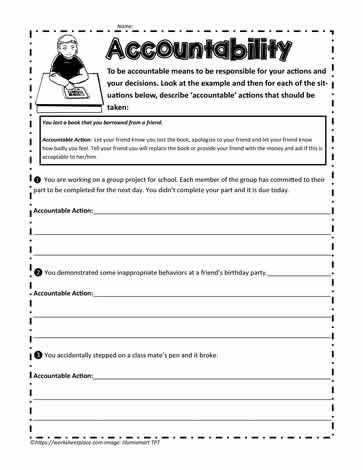 Worksheets For Accountability Worksheets School Worksheets Printable 