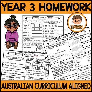 Year 3 Homework Sheets Australian Curriculum Aligned TWMM By TWMM